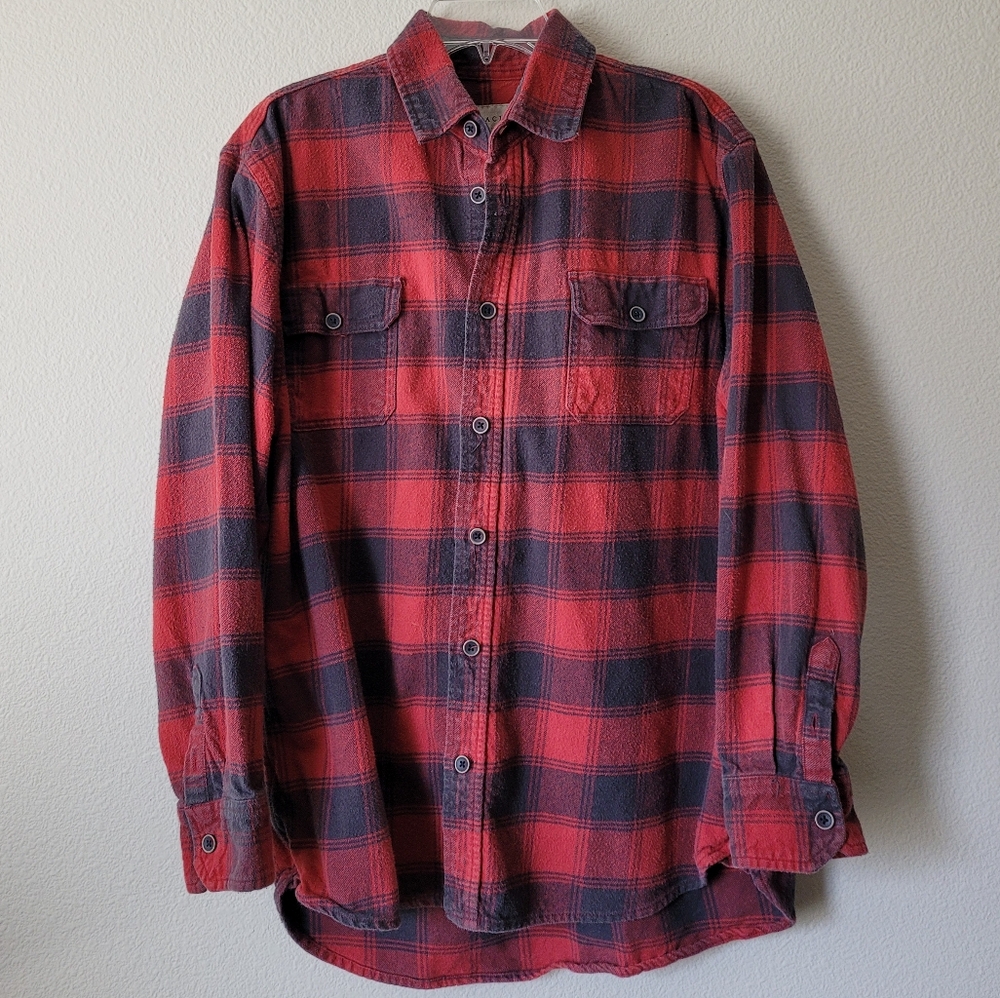 Jachs Red Black Flannel Long Sleeve Button Up XL Buffalo Check